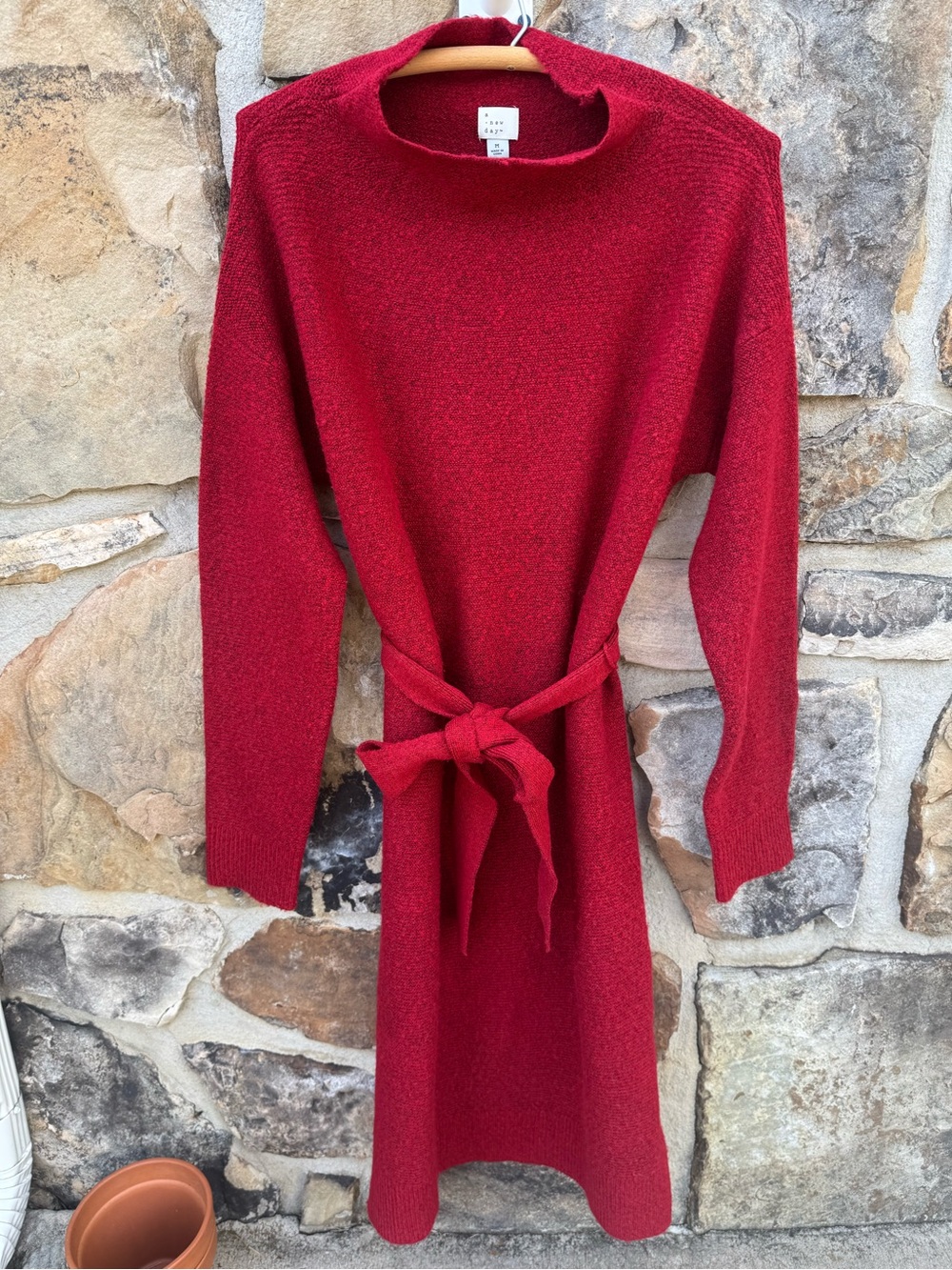 a new day Red Knit Sweater Dress Midi Long Sleeve Medium Holiday Christmas